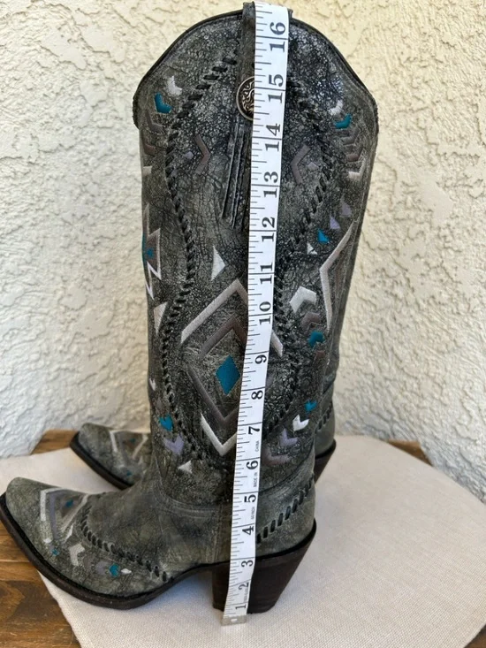 Corral Aztec Leather Cowboy Boots 8.5 - Picture 10 of 17